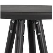Table de bar haute design ronde 'BLACK ASTER' en bois noir avec 4 pieds en bois noir et métal chromé