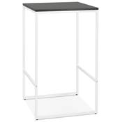 Table bar haute style industriel carré 'BISTRO' bois noir 4 pieds métal blanc idéal proffesionnels