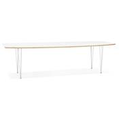 Table / table de réunion extensible 'RYM' blanche 4 pieds métal blanc - 170(270) x 100 cm