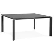 Table réunion / bureau bench 'BIG AFER XL' noir en bois pieds métal noir et chromé - 160 x 160 cm