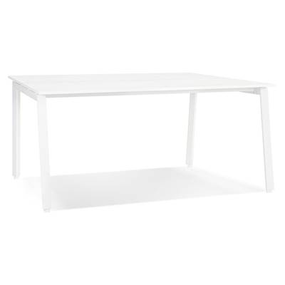 Table de réunion / bureau bench 'BIG INCONTRO' blanc en bois pieds métal blanc - 140 x 140 cm
