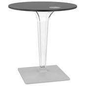 Table design ronde intérieur / extérieur 'RAMO' noir pied central transparent et gris - Ø 80 cm
