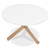 Table ronde design 'FAST GLAS' blanche et pieds en chêne massif - Ø 120 cm