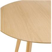 Table / table de réunion scandinave ronde 'SOLNÄ' plateau et 4 pieds en bois naturel – Ø 120 cm