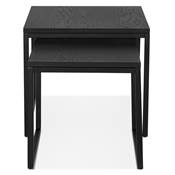 Set de 2 tables gigognes style industriel carrées 'SMALL FYRKANT" bois pieds métal noir - 50 x 50 cm