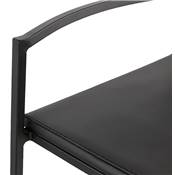 Tabouret de bar empilable design carré 'BLACK IRON' noir avec pieds en métal noir et dossier bas