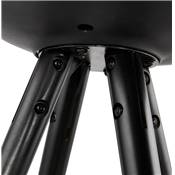 Tabouret de bar 'BLACK CIRCLE' noir 4 pieds en bois noir repose pieds en métal chromé dossier haut