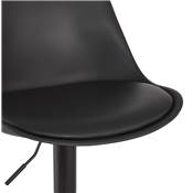 Tabouret de bar réglable design 'BAROK' pivotant noir pied et repose pieds métal noir dossier haut