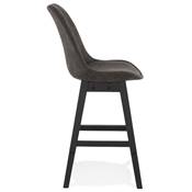 Tabouret snack mi-hauteur 'CHAIRMAN MINI BLACK EDITION' microfibre grise 4 pieds noir dossier haut