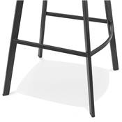 Tabouret de snack mi-hauteur 'KAFTY MINI' en microfibre grise 4 pieds en métal noir dossier haut