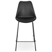 Tabouret de snack mi-hauteur 'KESKI MINI' noir 4 pieds et repose pieds en métal noir dossier haut