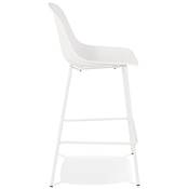 Tabouret snack mi-hauteur intérieur/extérieur 'RAINY' perforé blanc 4 pieds métal blanc dossier haut