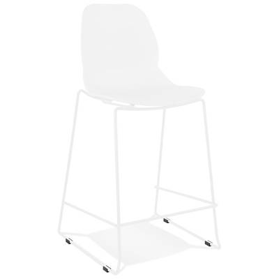 Tabouret de snack mi-hauteur empilable 'GREAT MINI' blanc pieds tréteaux métal blanc dossier haut