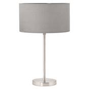 Lampe à poser design 'Okno' abat-jour cylindrique gris socle en métal brossé réglable