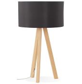Lampe à poser scandinave trépied 'Stätiv' abat-jour noir 3 pieds en bois naturel