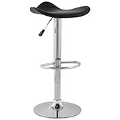 Tabouret de bar réglable design 'Torro' pivotant noir pied central et repose pieds en métal chromé