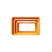 Etagères cubes design rectangulaires modulables en bois laqué orange - Set de 3