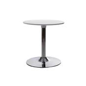 Table basse de bistro ronde design 'Pop' blanche et pied central en métal chromé - Ø 60 cm