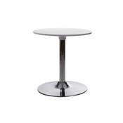 Table basse design ronde 'Pop' blanche pied central en métal chromé – Ø 60 cm