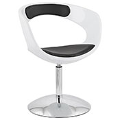 Fauteuil design 'Neptune' pivotant noir et blanc pied central en mtal chrom