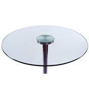 Table basse design ronde 'Pub' en verre transparent pied central en métal chromé - Ø 70 cm