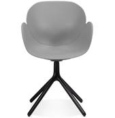 Chaise design à accoudoirs 'TUNED' grise avec 4 pieds en métal noir