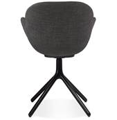 Chaise design à accoudoirs rembourée 'TUNED' en tissu foncé avec 4 pieds en métal noir