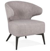 	Fauteuil lounge design à accoudoirs 'BLACK COBBE' en tissu gris pieds en bois noir