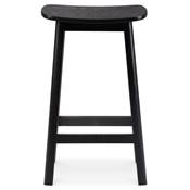 Tabouret de snack mi-hauteur scandinave 'BERE MINI' assise avec 4 pieds en bois noir
