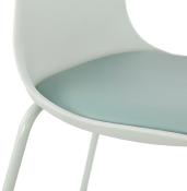 Tabouret de bar moderne 'Tekno' vert clair avec 4 pieds en métal vert et dossier haut