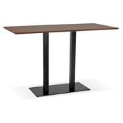 Table de bar haute design 'Tvillin Black XL' noyer double pied central en métal noir – 180 x 90 cm