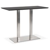 Table de bar haute design 'TVILLIN' bois noir double pied central métal brossé – 150 x 70 cm