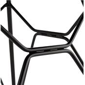 Chaise style industriel design à accoudoirs 'Lotus' en tissu gris foncé avec 4 pieds en métal noir