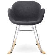 Chaise à bascule design scandinave à accoudoirs 'Gungstöl' tissu gris foncé pieds bois métal chromé