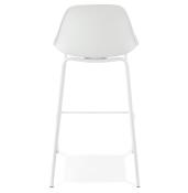 Tabouret de snack mi-hauteur 'Tekno Mini' blanc avec 4 pieds en métal blanc et dossier haut