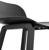 Tabouret de snack mi-hauteur design 'Skala Black Edition' noir pieds tréteaux bois noir dossier bas