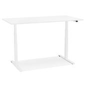 Bureau design assis-debout électrique 'SMALL SEMPLICE' bois blanc pieds métal blanc - 140 x 70 cm