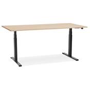 Bureau design assis-debout électrique 'SEMPLICE' en bois naturel pieds en métal noir - 160 x 80 cm