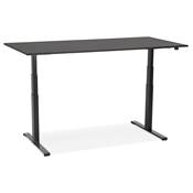 Bureau design assis-debout électrique 'SEMPLICE' noir en bois pieds en métal noir - 160 x 80 cm