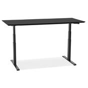 Bureau design assis-debout électrique 'TECH' noir en bois pieds en métal noir - 180 x 90 cm