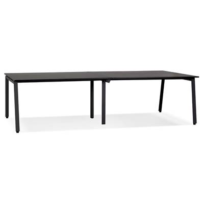 Double bureau bench / table de réunion 'INCONTRO DUE' noir en bois pieds métal noir - 280 x 140 cm