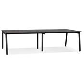Double bureau bench / table de réunion 'INCONTRO DUE' noir en bois pieds métal noir - 280 x 140 cm