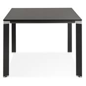 Grand bureau de direction droit 'AFER XL' en bois noir 4 pieds métal noir et chromé – 200 x 100 cm