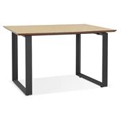 Bureau droit design 'SMART MINI' plateau en bois naturel avec pieds en métal noir - 130 x 70 cm