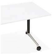 Bureau droit / table travail pliante design 'ARCHI MINI' bois blanc pieds métal noir - 140 x 70 cm
