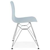 Chaise design 'Sländak Silver' bleue avec 4 pieds en métal chromé
