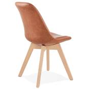 Chaise scandinave design 'Halmstad' marron avec 4 pieds en bois naturel