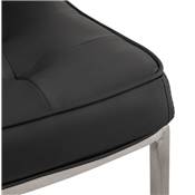 Chaise design capitonnée 'Fyllig' noire avec 4 pieds en inox brossé
