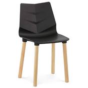 Chaise de cuisine / salle à manger design scandinave 'Rygso' noire avec 4 pieds en bois naturel