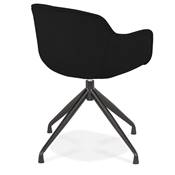 Chaise design à accoudoirs 'TICKY' en tissu noir avec 4 pied en métal noir
